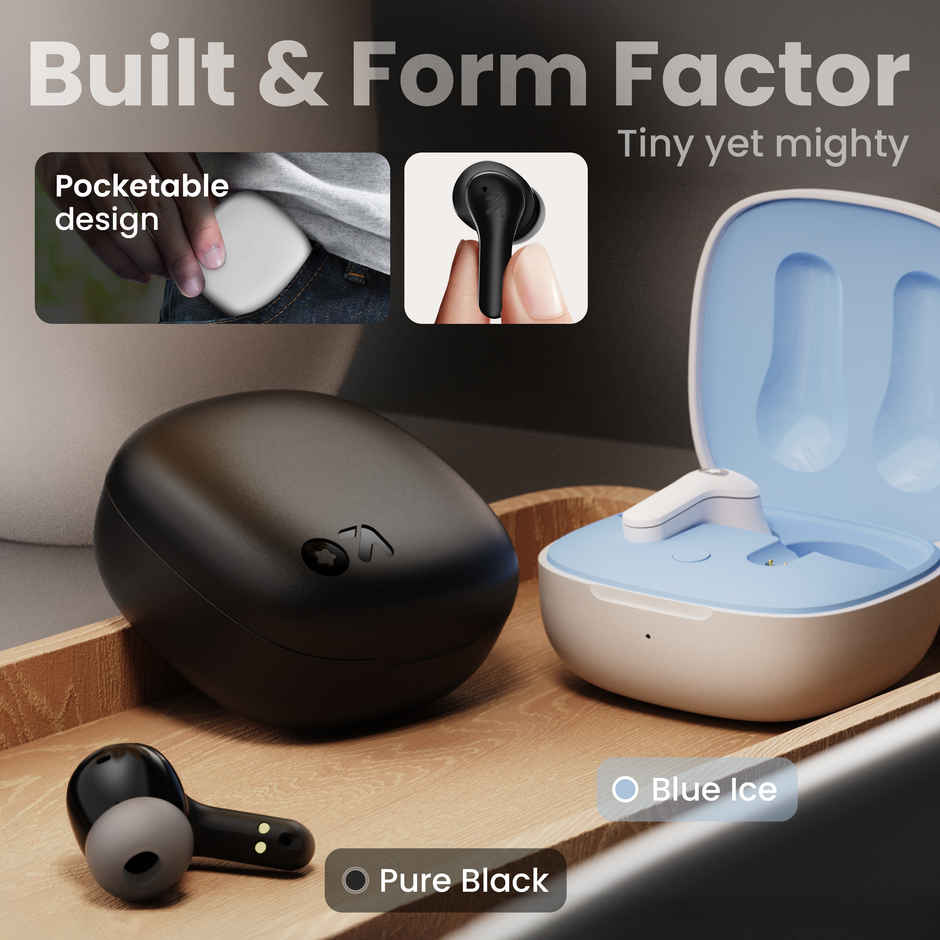 GOBOULT K10 in Ear TWS Earbuds with 50H Playtime, 4 Mic Clear Calling, 45ms Low Latency, 10mm Drivers, Touch Controls, Type-C Fast Charging - Ice Blue