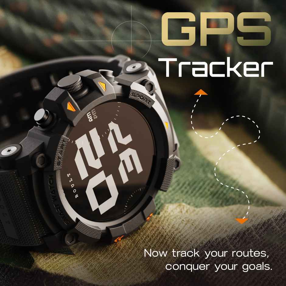 GOBOULT Thrux 1.39 Inch HD | GPS Tracker | BT Calling |Smartwatch | Black