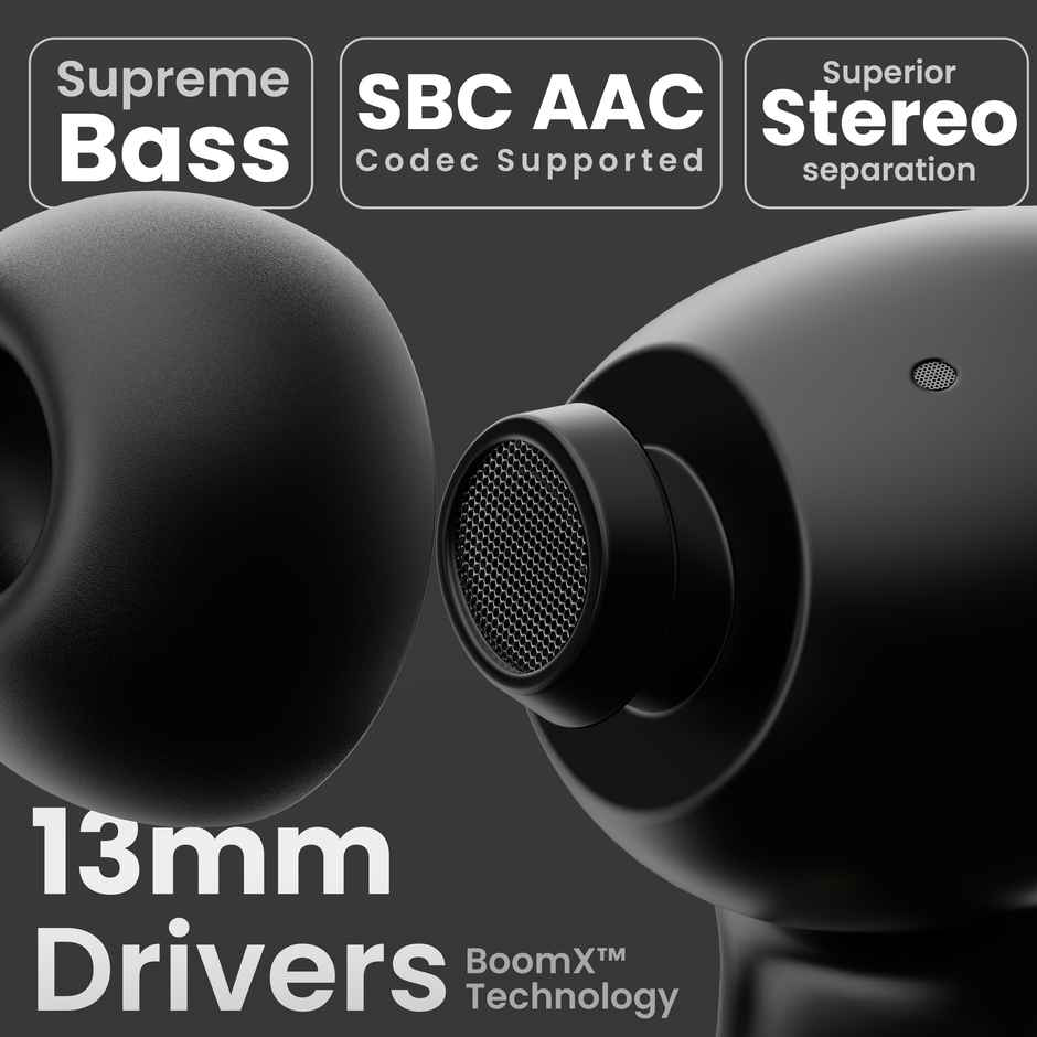 GOBOULT Z20 Y1 Pro TWS Earbuds with 60 Hours Playtime, 4 Mics Clear Calling, 45ms Low Latency, Rich Bass Drivers, IPX5 - Jet Black