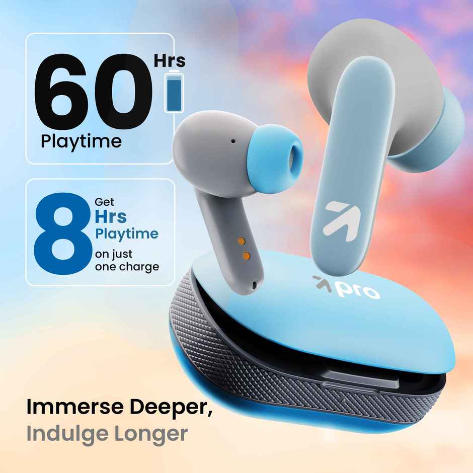 GOBOULT (Formerly Boult) K60 Zen Quad Mic ENC | 60H Battery | Fast Charging | Powder Blue