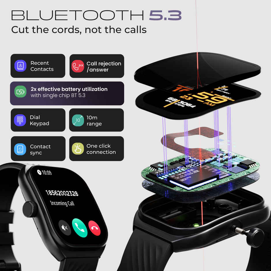 GOBOULT Trail 2.01" 3D Curved Hd Display, Working Crown, Smartwatch | Raven Black