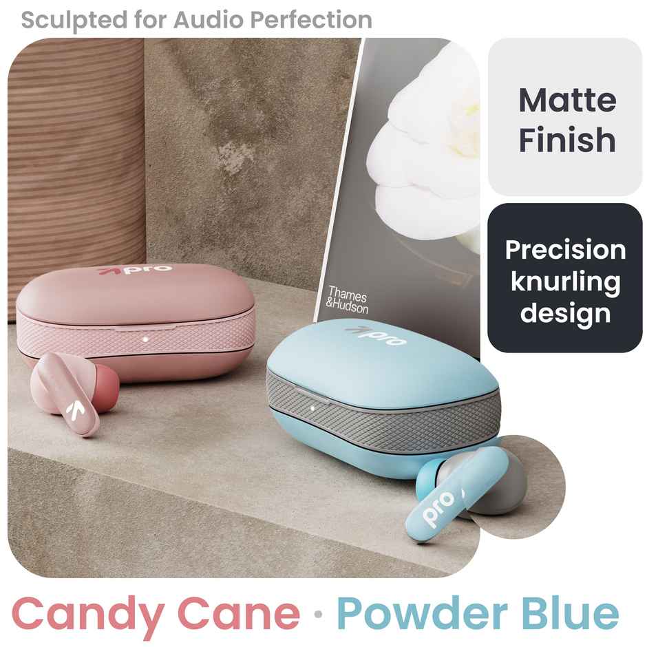 GOBOULT Y1 Pro With Zen Quad Mic Enc 60Hrs Battery Fast Charging 5.3V Powder Blue