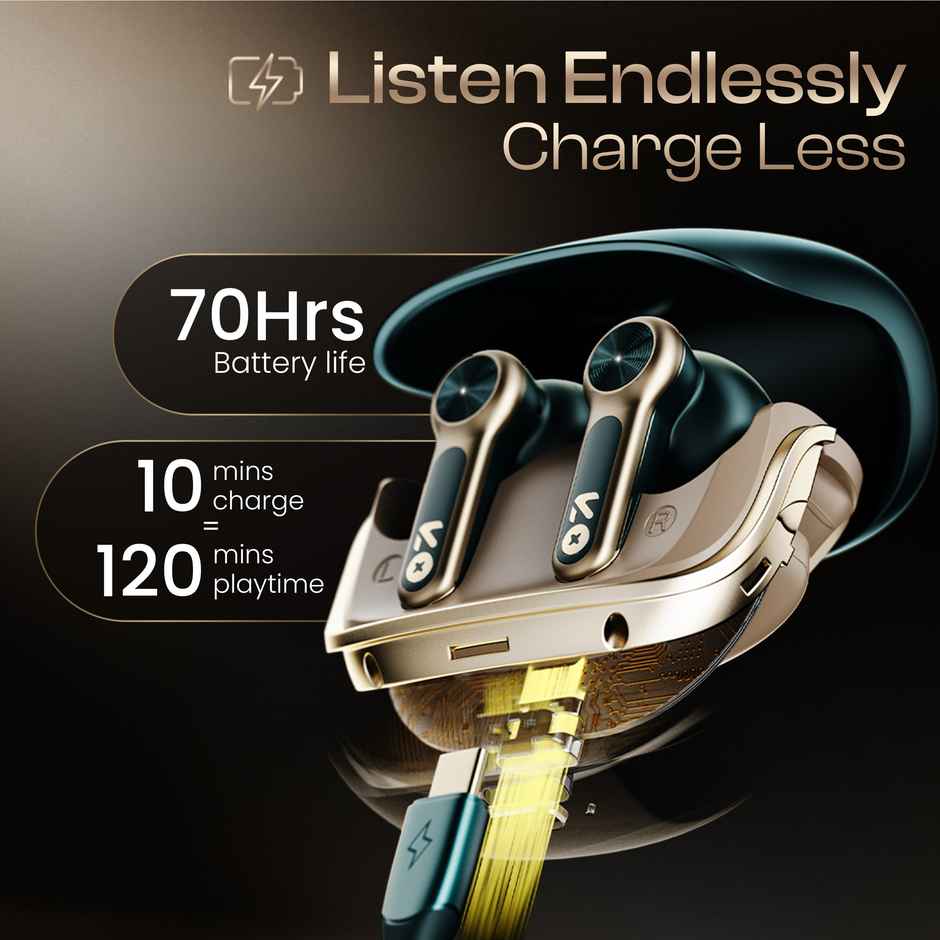 GOBOULT Raven Raven TWS Earbuds with 70H Playtime,Quad Mic ENC, Ultra Low Latency | Emerald Green