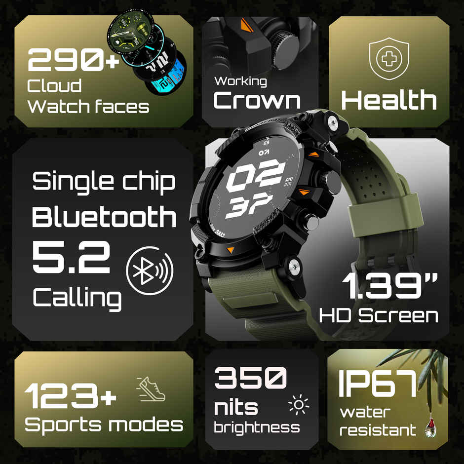 GOBOULT Thrux 1.39 Inch HD | GPS Tracker | BT Calling |Smartwatch | Black