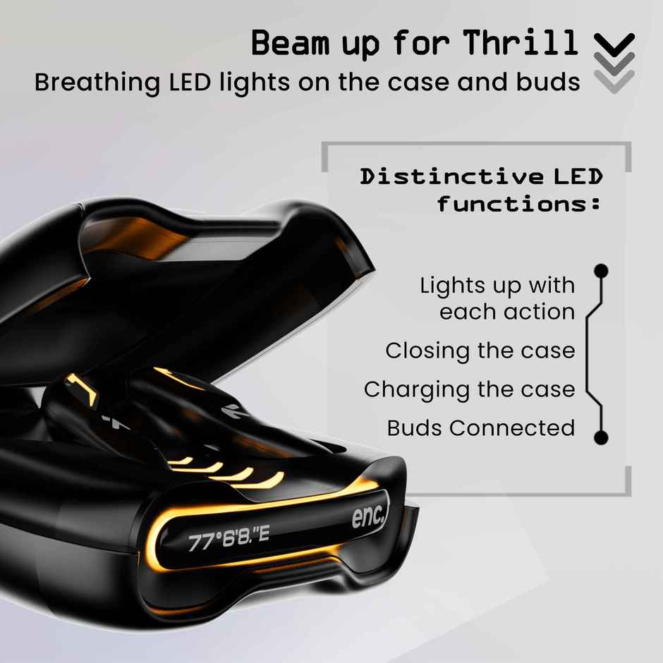 GOBOULT Ember Quad Mic ENC | 48Hrs Battery | Low Latency Gaming | 5.3v Bluetooth Headset | Black