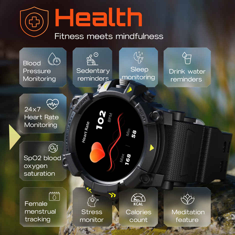 GOBOULT Thrux 1.39 Inch HD | GPS Tracker | BT Calling |Smartwatch | Black
