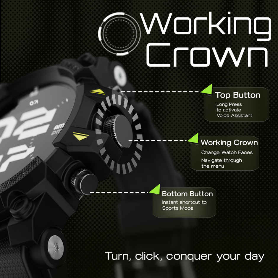 GOBOULT Thrux 1.39 Inch HD | GPS Tracker | BT Calling |Smartwatch | Black