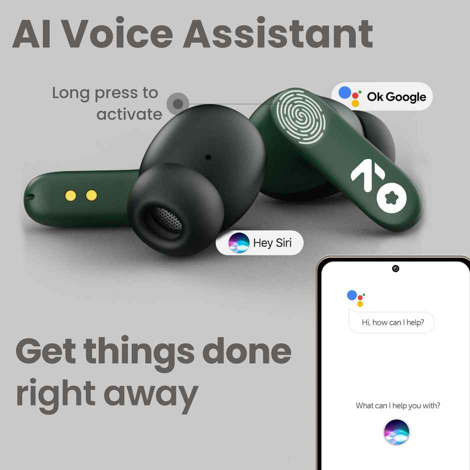 GOBOULT Y1 with Zen Enc Mic 50H Battery|Fast Charging|Pro+Calling|TWS|Green