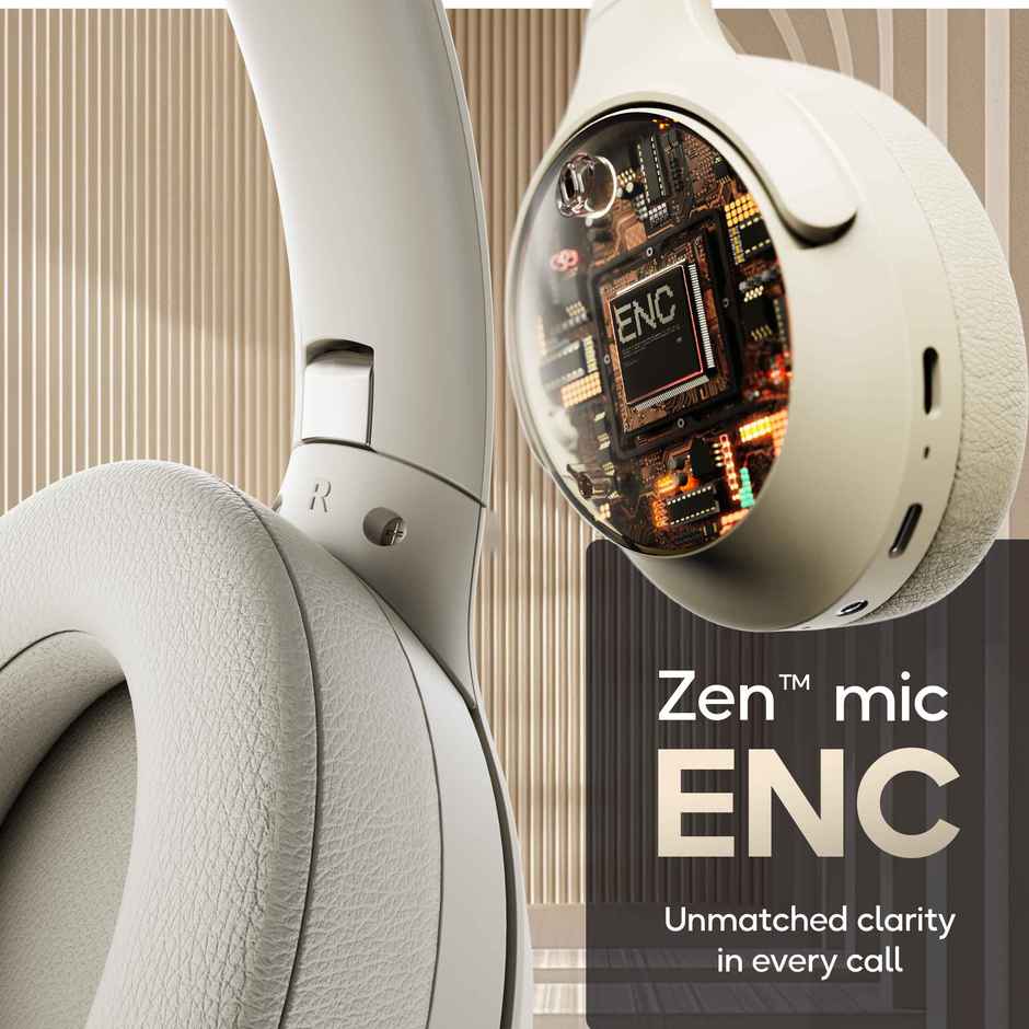 GOBOULT Q | 70Hrs Battery | Enc Mic | 40Mm Boosted Drivers | 4 Eq Modes| Beige