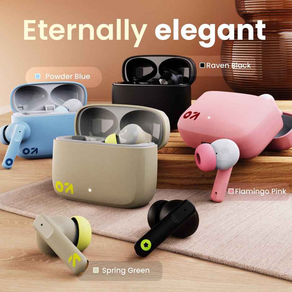 GOBOULT Octave Z60 in Ear TWS Earbuds with 60H Playtime, 4 Mics ENC Clear Calling, 50ms Low Latency Gaming, 13mm Bass Driver, Type-C Fast Charging, IPX5 ear buds TWS Bluetooth 5.3 - Raven Black