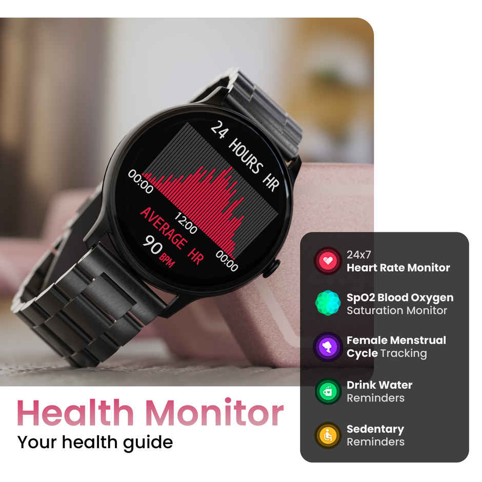 GOBOULT Dire Smartwatch 1.38 Curved HD Display BT Calling Jet Black
