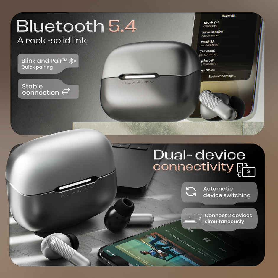 GOBOULT Klarity 3 | Anc 50Db Hybrid Anc | 6 Mics App Support | 50Hrs| Smoky Metal
