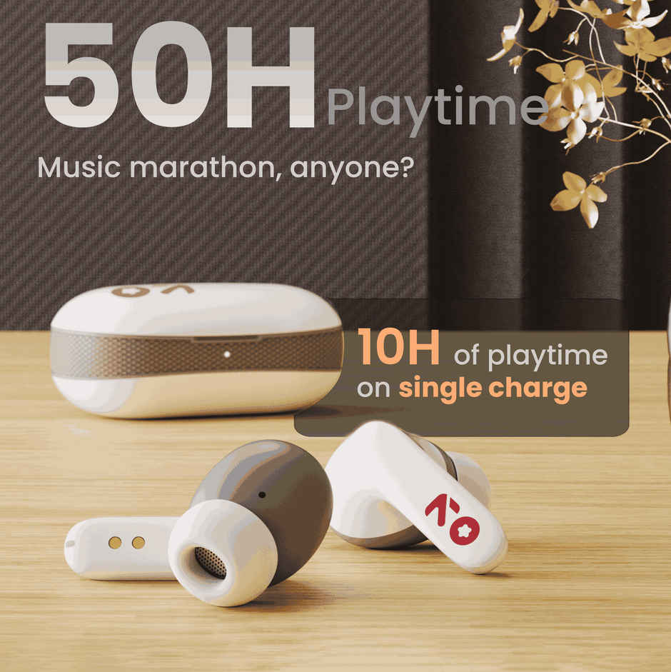 GOBOULT (Formerly Boult) Y1 with Zen ENC Mic, 50H Battery, Pro+ Calling | True Wireless | White