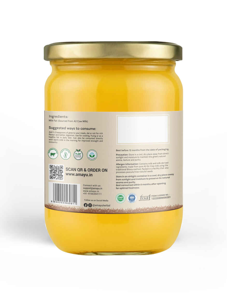 AMAYU Premium A2 Gir Cow Ghee | Bilona Churned