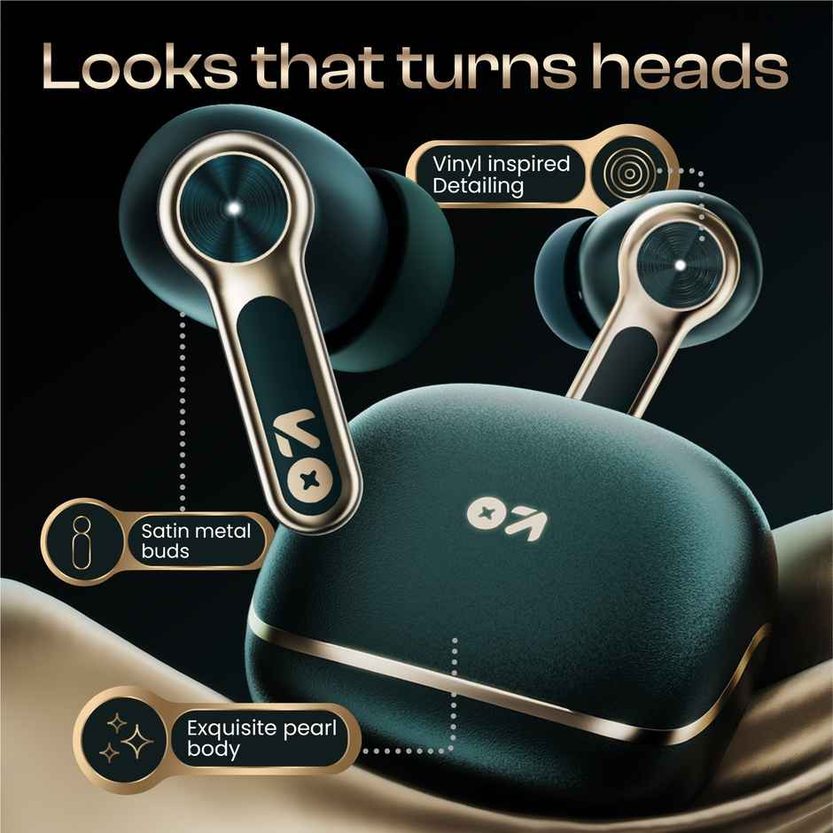 GOBOULT Raven Raven TWS Earbuds with 70H Playtime,Quad Mic ENC, Ultra Low Latency | Emerald Green