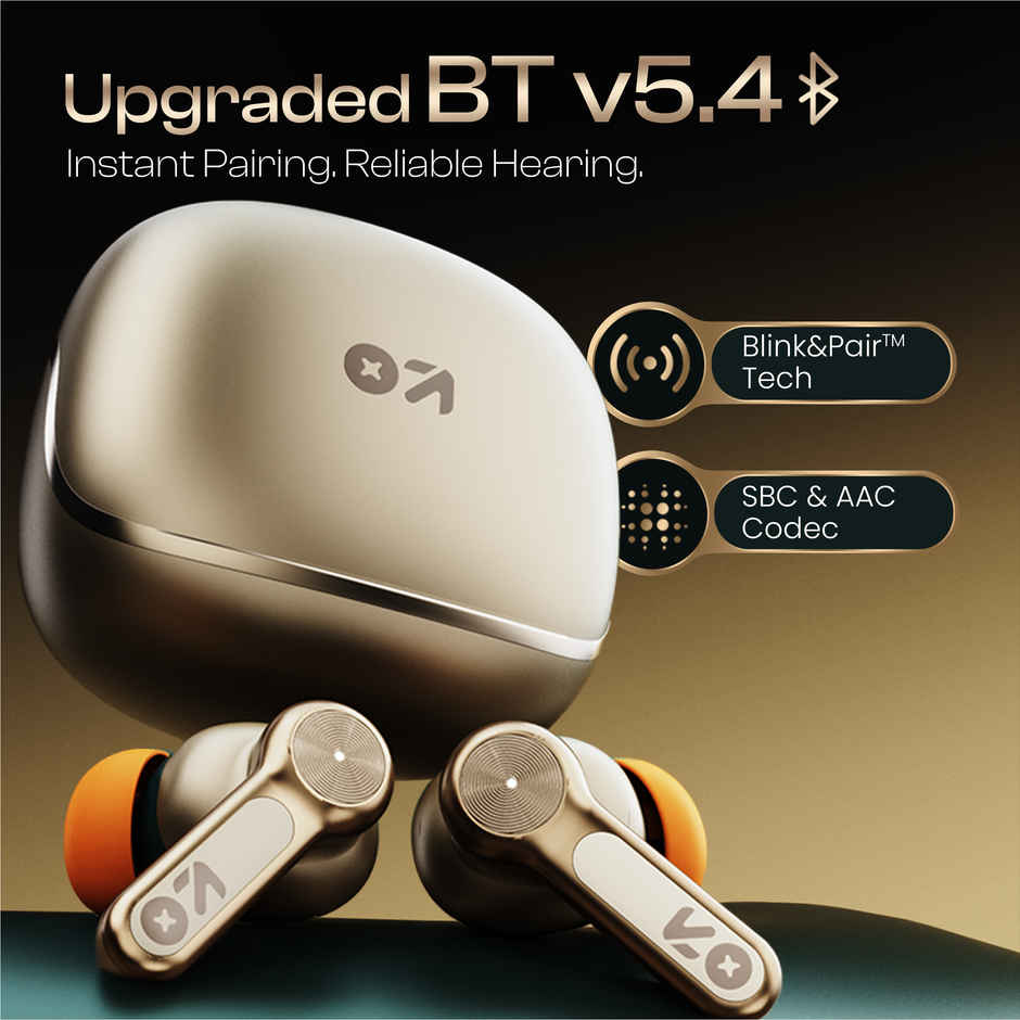 GOBOULT Raven Raven TWS Earbuds with 70H Playtime,Quad Mic ENC,50ms Ultra Low Latency | Champagne