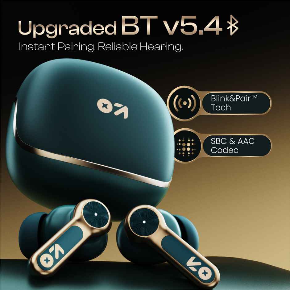 GOBOULT Raven Raven TWS Earbuds with 70H Playtime,Quad Mic ENC, Ultra Low Latency | Emerald Green
