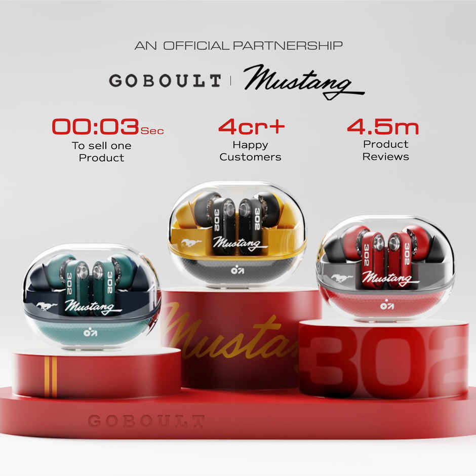 GOBOULT Formerly Boult Mustang Sprint | Turbo Yellow | 30dB ANC | 60H Playtime | 13mm Bass Drivers