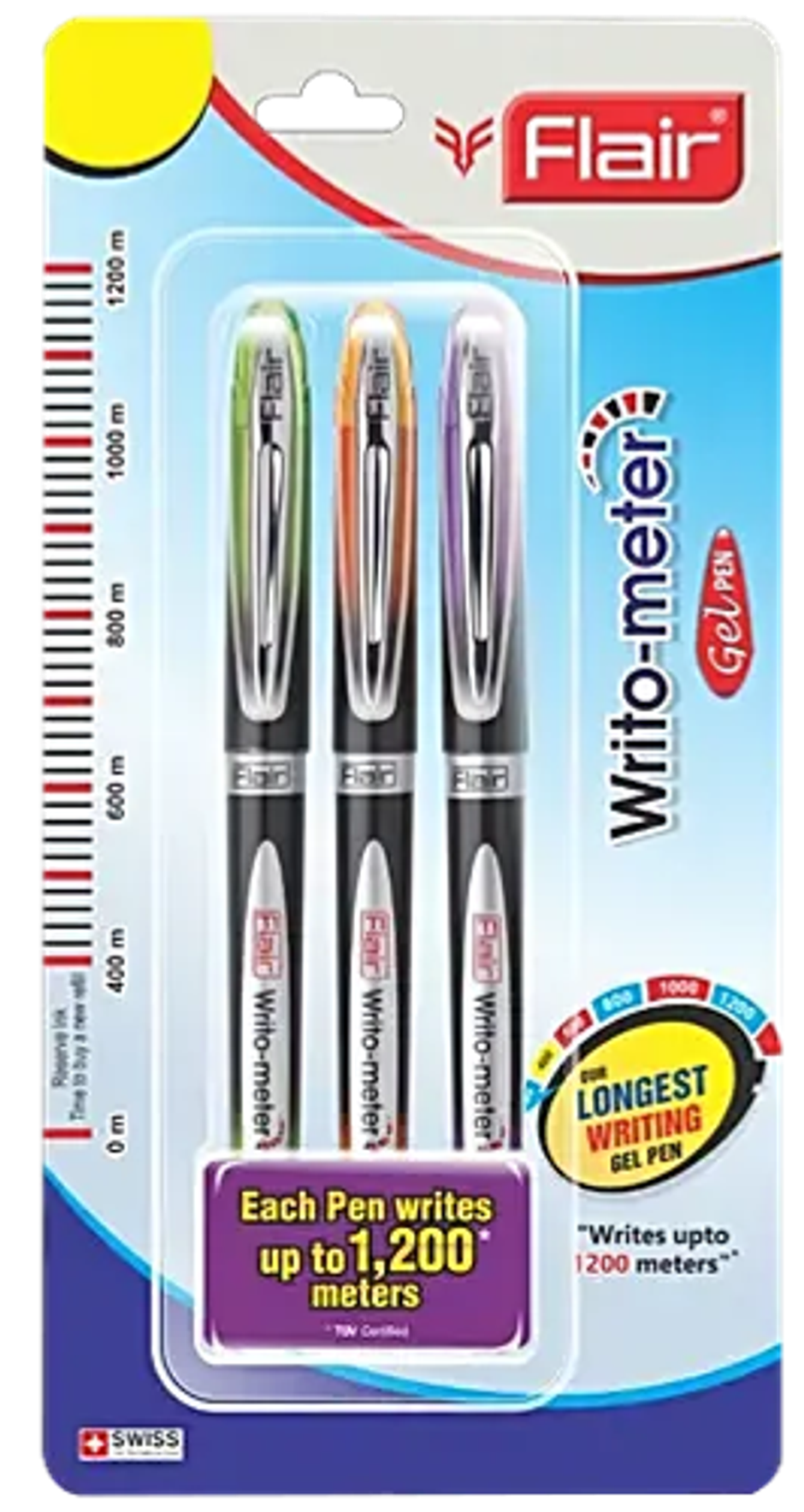 Flair Writometer Gel Pen Blue Pack Of 3
