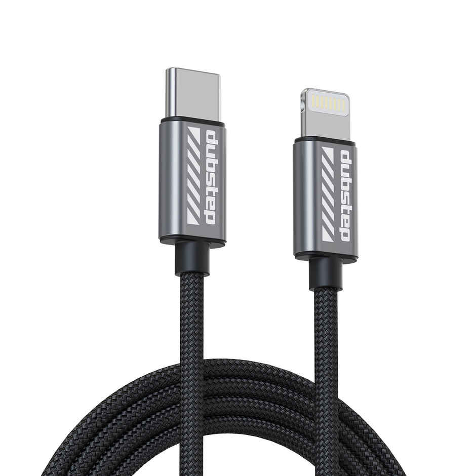 Dubstep Blaze Flash 33W 1.25m Type-C To Type-L Data Fast Charging Nylon Braided Cable with Overheat Protection | 70k Insertion Tested - Grey