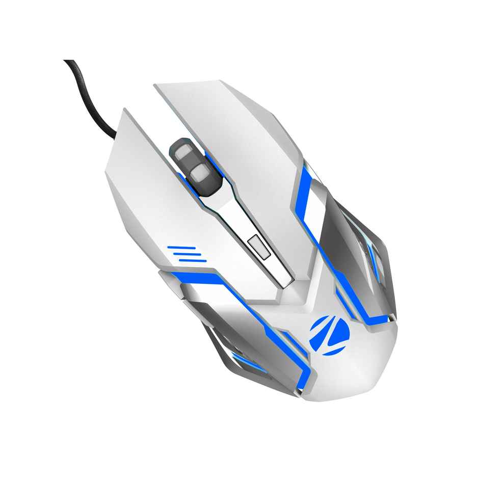 Zebronics Transformer-M Gaming Wired Mouse, 6 Buttons, Multicolor Led Lights,High-Resolution Sensor with max 3600 DPI, and DPI Switch - White