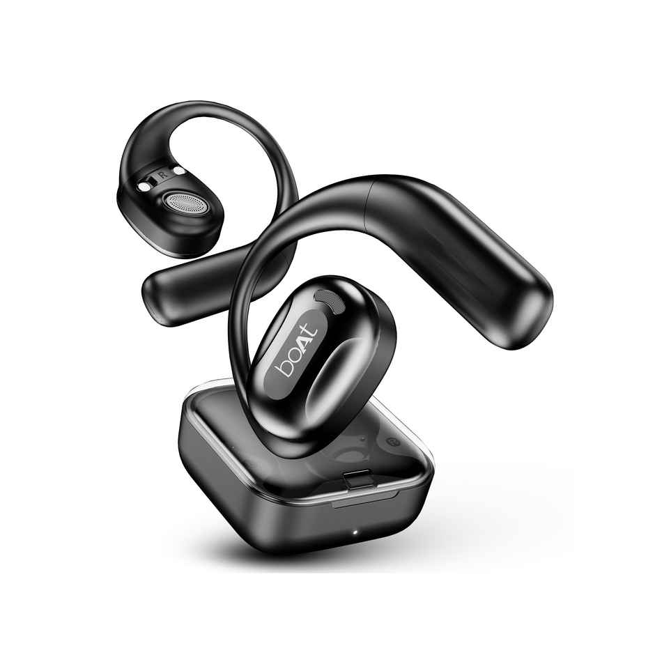 boAt Airdopes Progear Open-Ear TWS Earbuds for Outdoor Sports W/Air Conduction Tech,in Ear,4 Mics W/Ai-Enx, 100Hrs Playback,15Mm Drivers, Secure Fit,Beast Mode W/ 40Ms Latency, ASAP Charge - Active Black