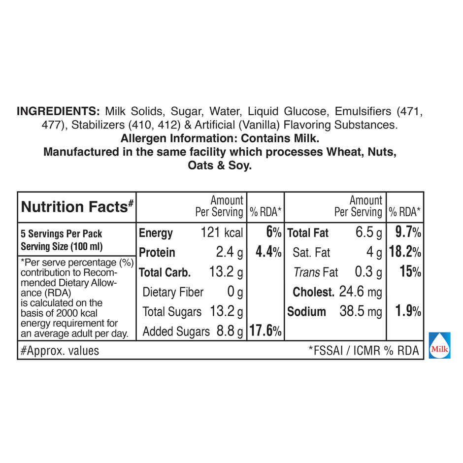 Arun Vanilla Ice Cream Tub | Classic Creamy Flavour