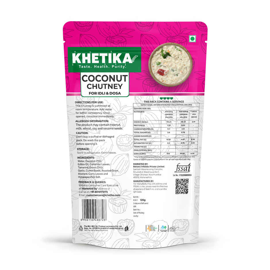 Khetika Fresh Idli Dosa Batter (500g) & Khetika Coconut Chutney (120g) Combo