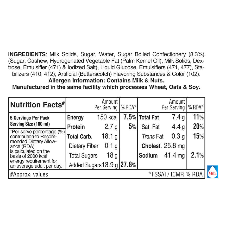 Arun Ice Creams Butterscotch Ice Cream Tub