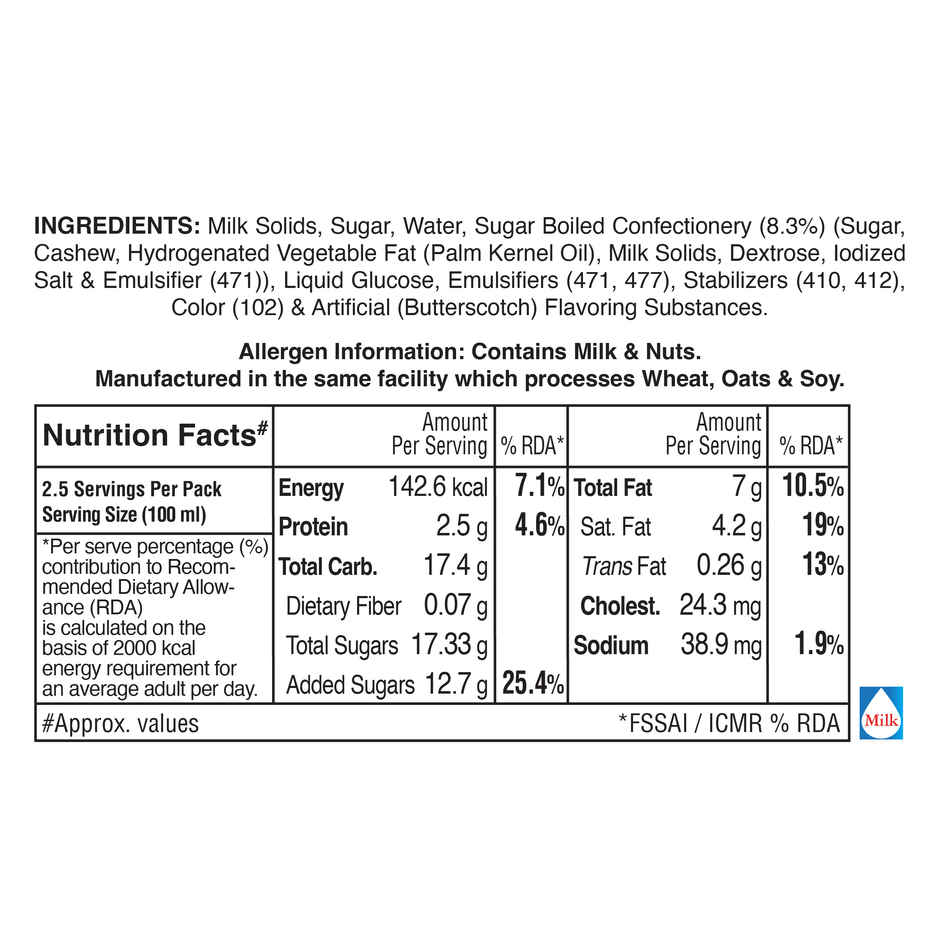 Arun Ice Creams Butterscotch Ice Cream Tub