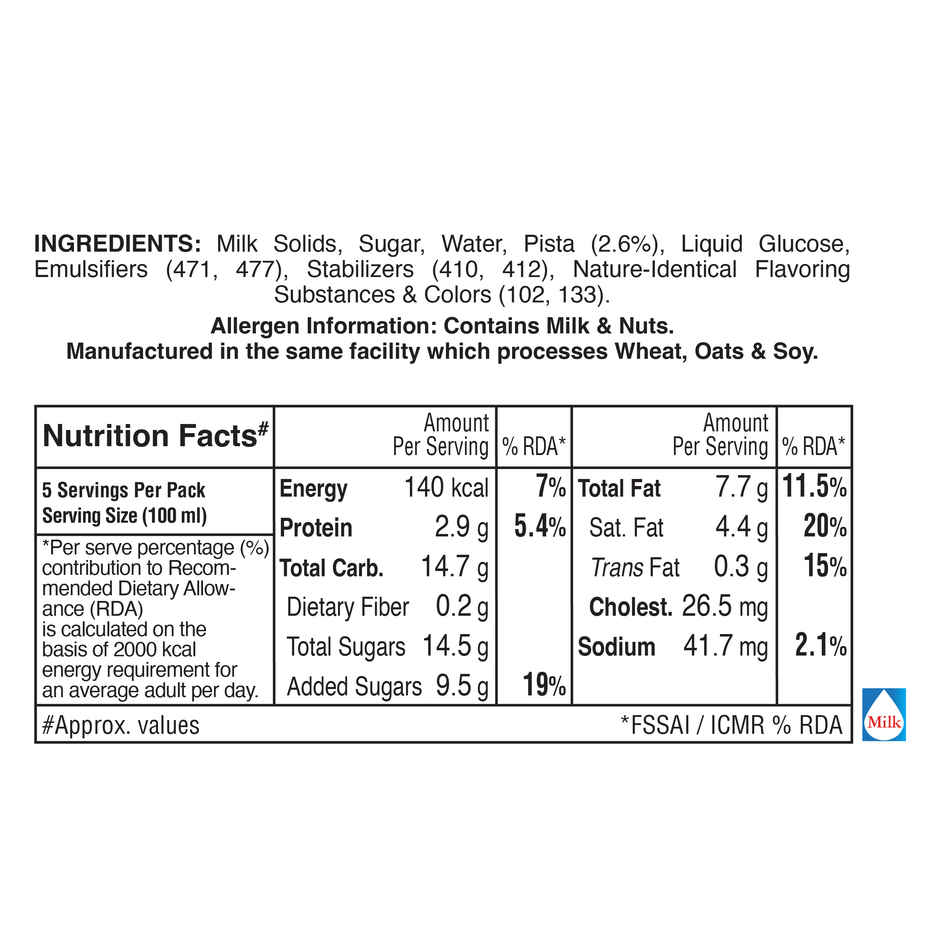 Arun Pista Flavoured Ice Cream Tub