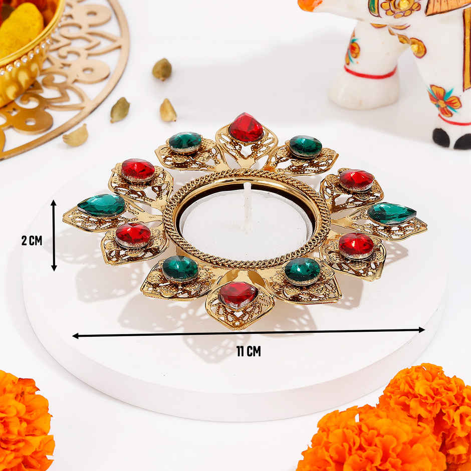 Tealight Holder | Flower Design | Gold | IGP