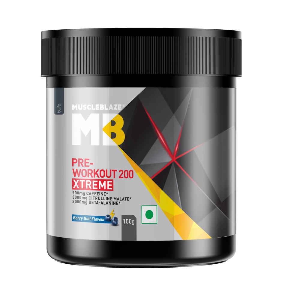 MuscleBlaze Pre Workout 200 Xtreme (Berry Bolt, 15 Servings)
