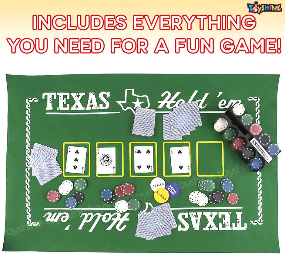 Toyshine Casino Style Poker Chips Set with, 2 Decks of Cards, 1 Dealer Button - 200 Chip set