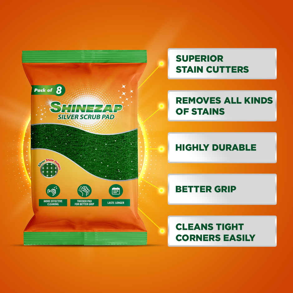 Shinezap Silver Scrub Pad - Pack of 8