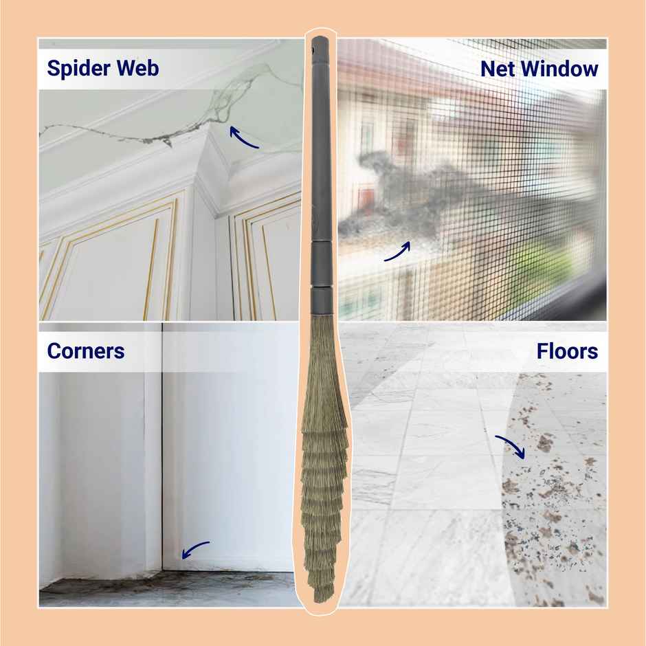 Chakaachak Dust Proof Broom | Washable Plastic Fiber Jhadu