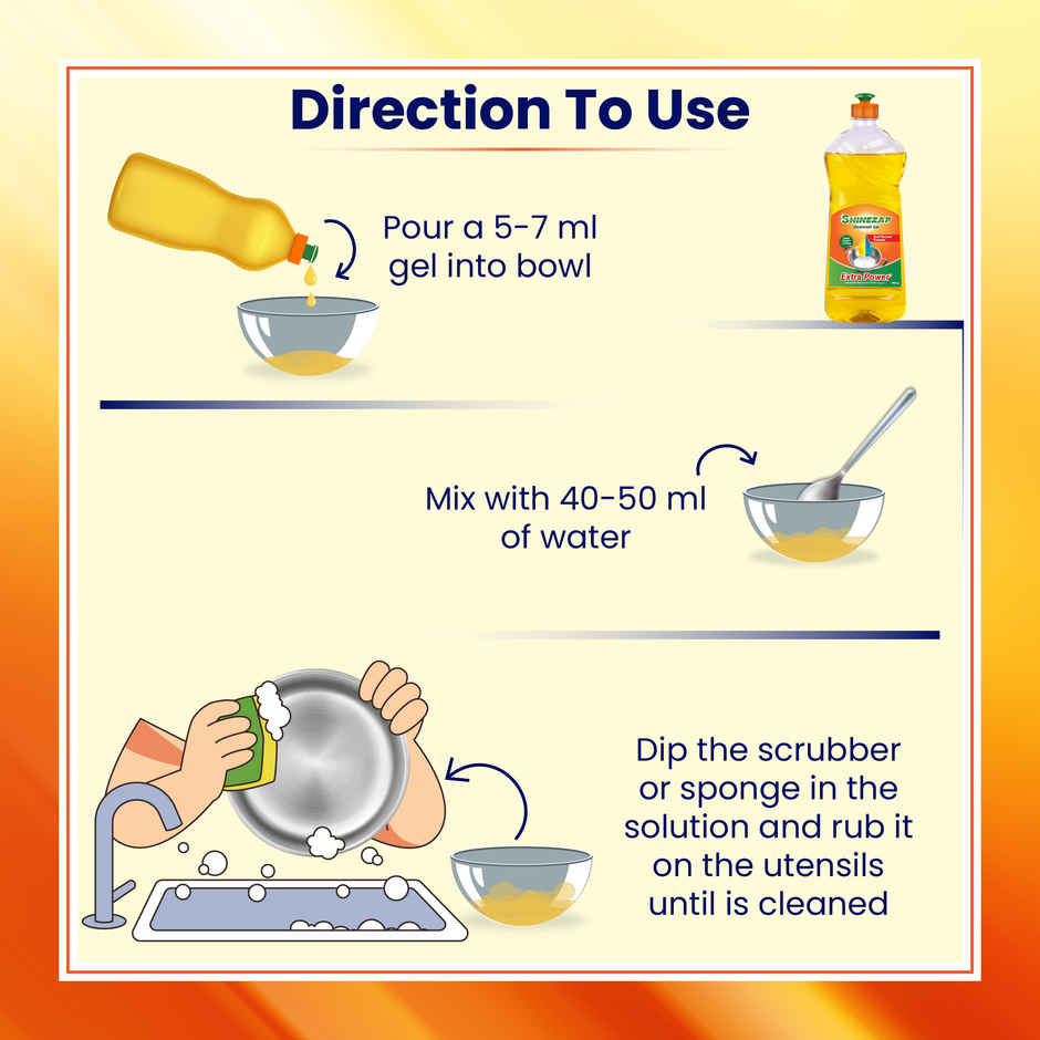 Shinezap Dishwash Gel With Dual Enzyme Formula