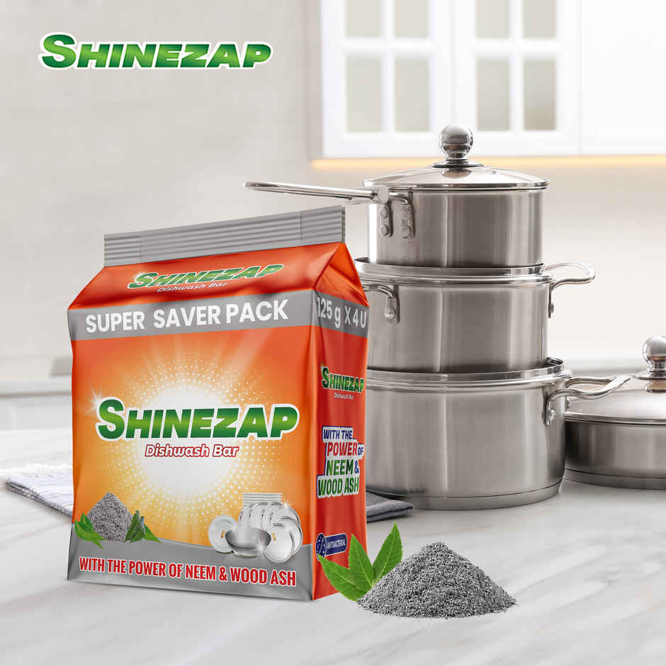 Shinezap Woodash Dishwash Bar Pack Of 4