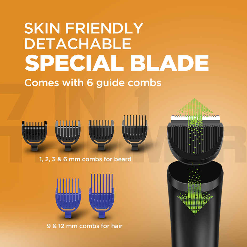 Havells Beard & Hair 7 in 1 Trimmer | 2-in-1 Special Blade | Real Time Digital Display | BT6661