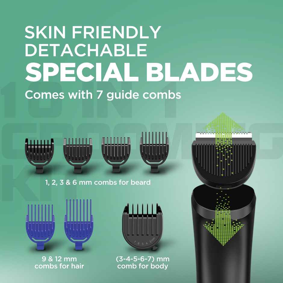 Havells 10 in 1 Digital Grooming Kit 2 in 1 Blade Nose Ear Attachment Ceramic Body Groomer GS6668