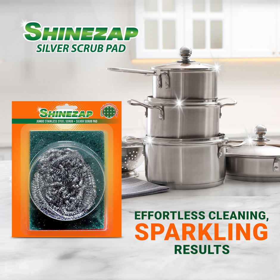 Shinezap 1 Stainless Steel Scrubber (15g) and 1 Scrub pad Combo Combo