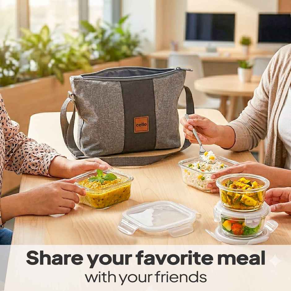 Cello Glassy Mix Lunch Box | Microwavable Borosilicate Glass | 2 x 320 ml and 2 x 240 ml