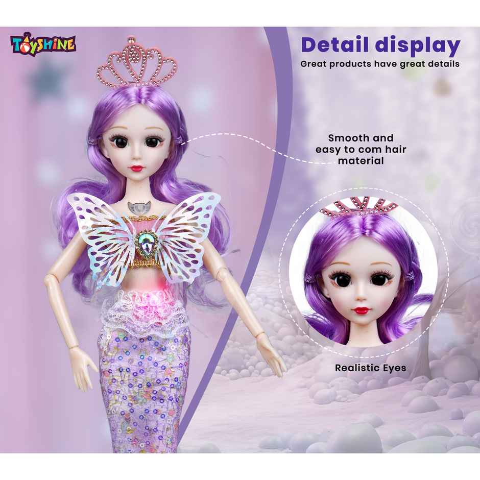 Toyshine 13" Musical Mariah Fashion Doll with 3D Eyes and Glittering Dress For Girls