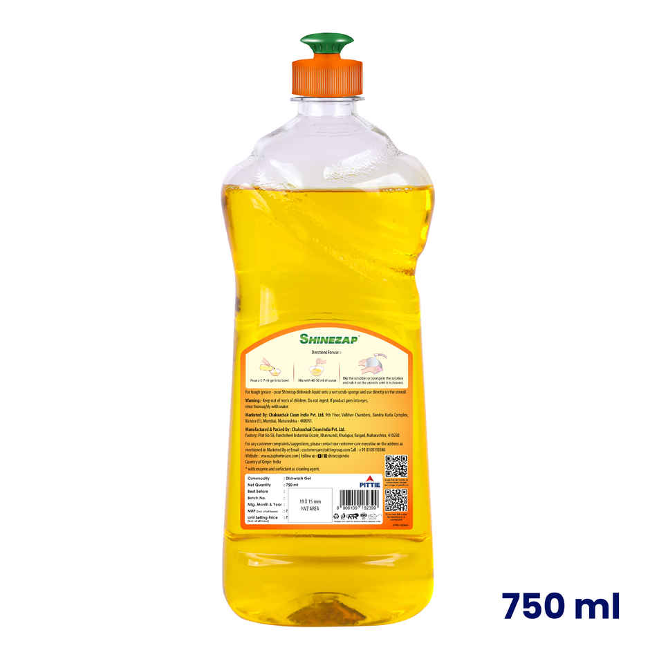 Shinezap Dishwash Gel With Dual Enzyme Formula
