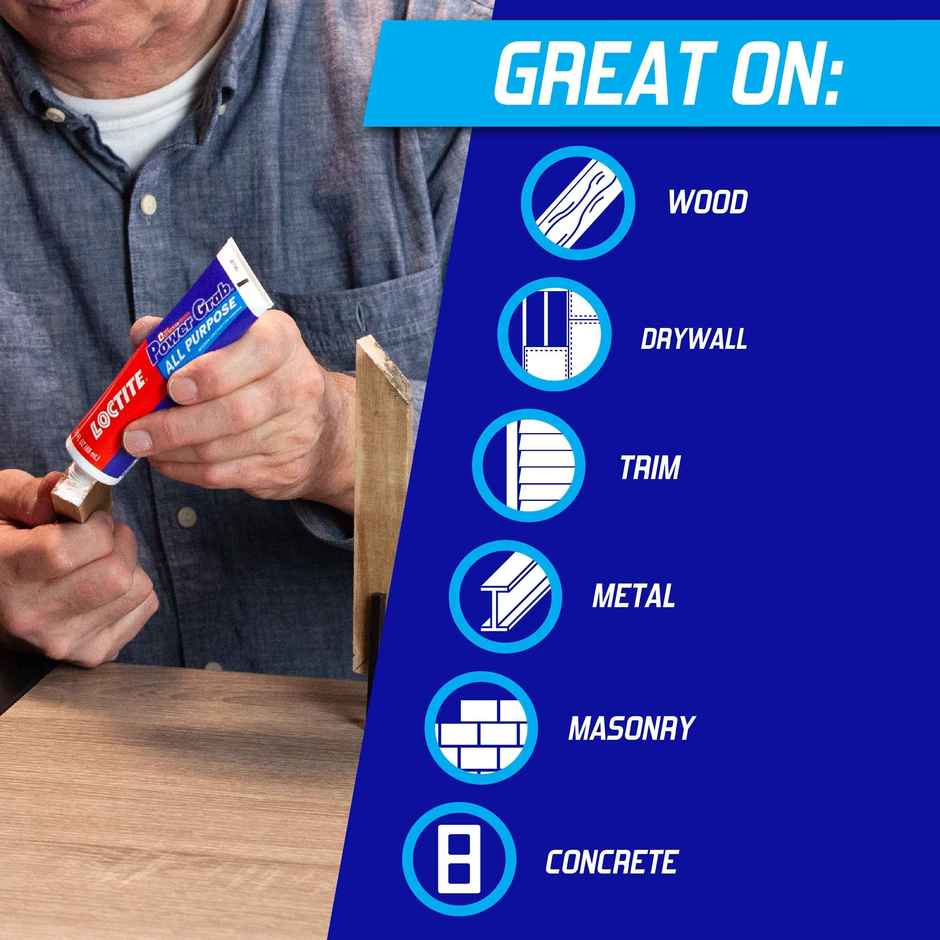 Loctite Power Grab Express Diy Tube | High Tack Adhesive | No-Nails & Screws | No Clamping
