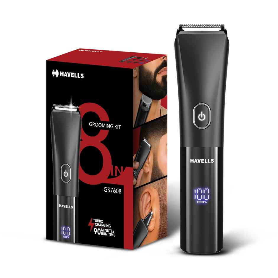 Havells 8 in 1 Digital Grooming Kit 2 in 1 Blade Nose Ear Trimmer 6 Combs GS7608