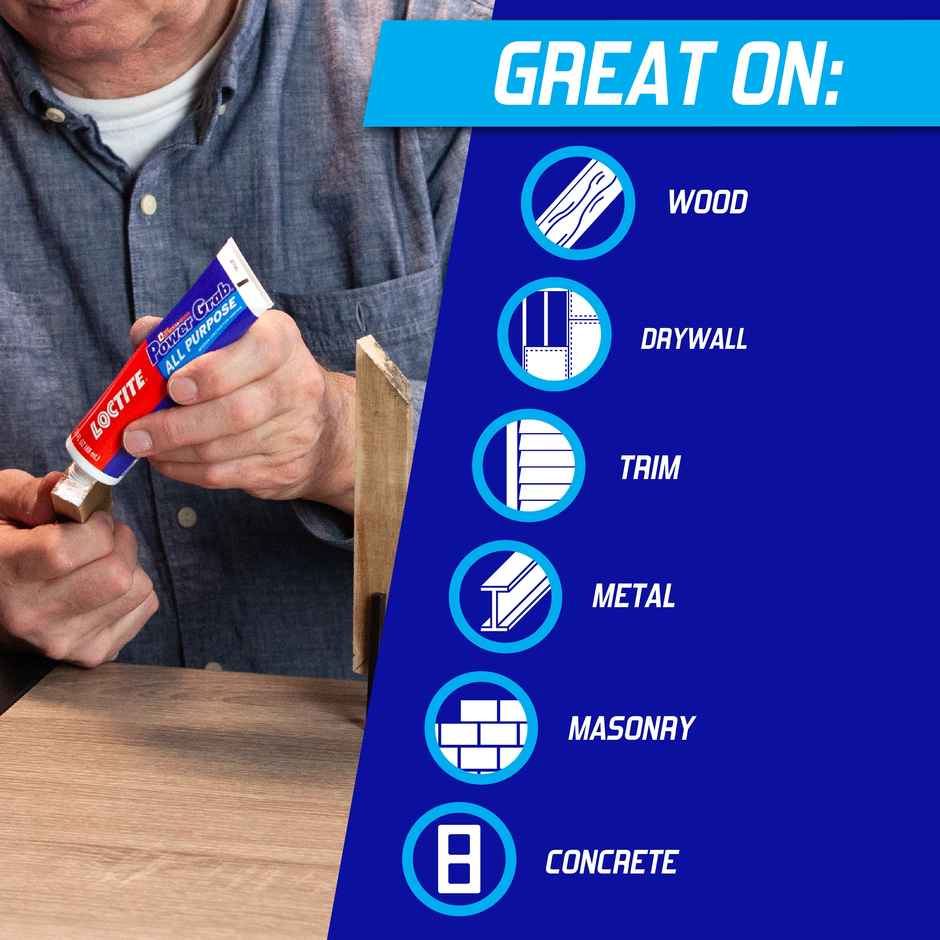 Loctite Power Grab Express Diy Tube | High Tack Adhesive | No-Nails & Screws | No Clamping