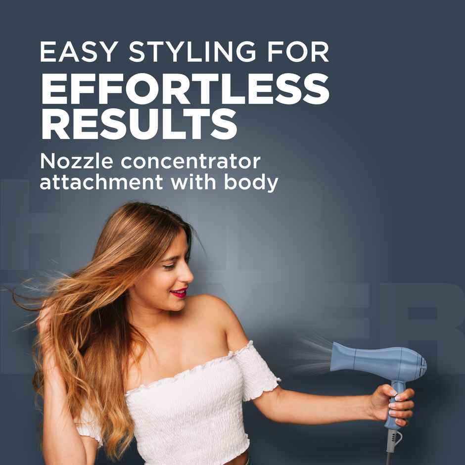 Havells 1000W Foldable Hair Dryer; 2 Heat Settings (Hot/Warm), Heat Balance Tech, Hd1835, Blue