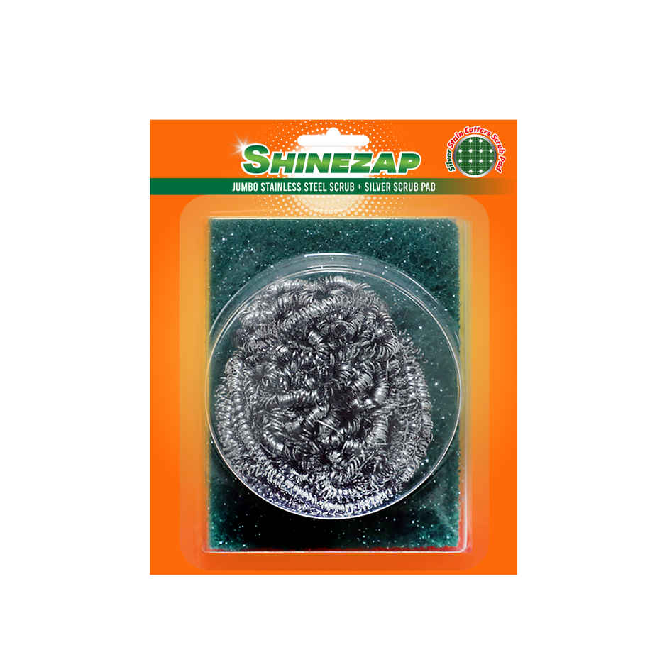 Shinezap Jumbo Steel Scrub & Silver Scrub Pad Combo Combo