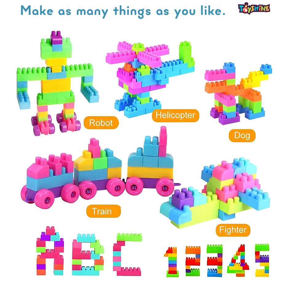 Toyshine 120 Pcs Building Blocks Toy With Wheels - Educational Construction Set for Kids